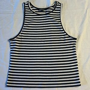 Black and White Striped Tank Top / cropped. Size M